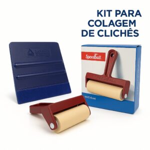Rolinho de Pressão Speed Ball para Aplicação Precisa de Clichê Flexográfico – Plástico + Espátula Auxiliar para Colagem de Fita Dupla Face